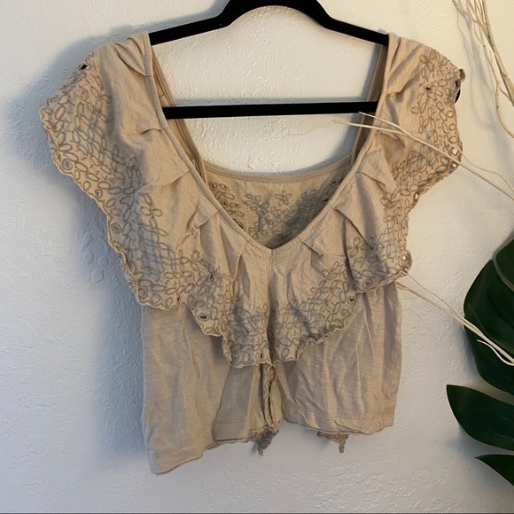 FREE PEOPLE Ruffled Eyelet Cropped Top - Picture 7 of 10